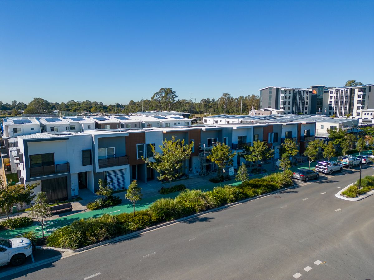 Series of terrace homes along cycleway