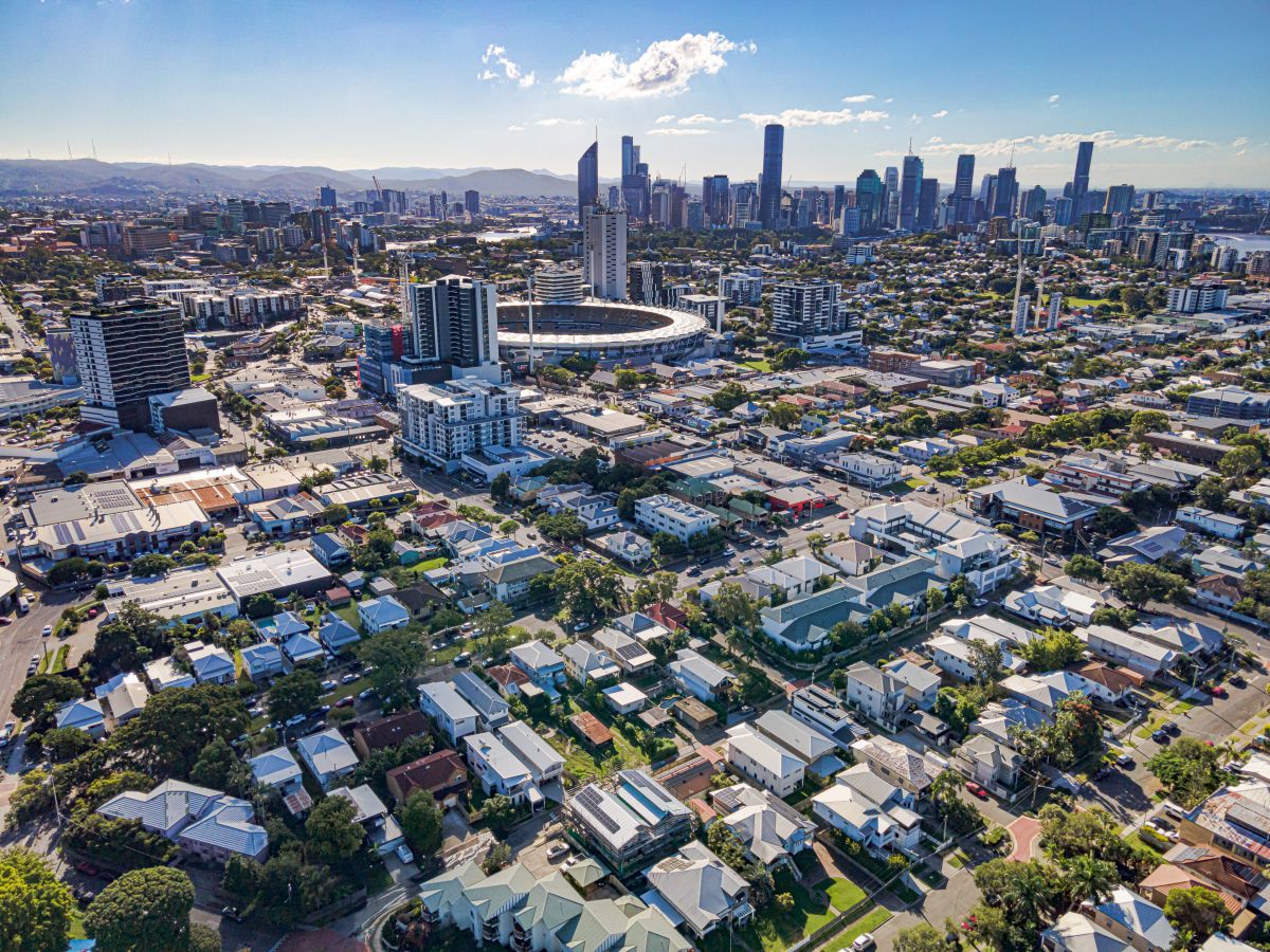 Woolloongabba Aerial photo lower angle
