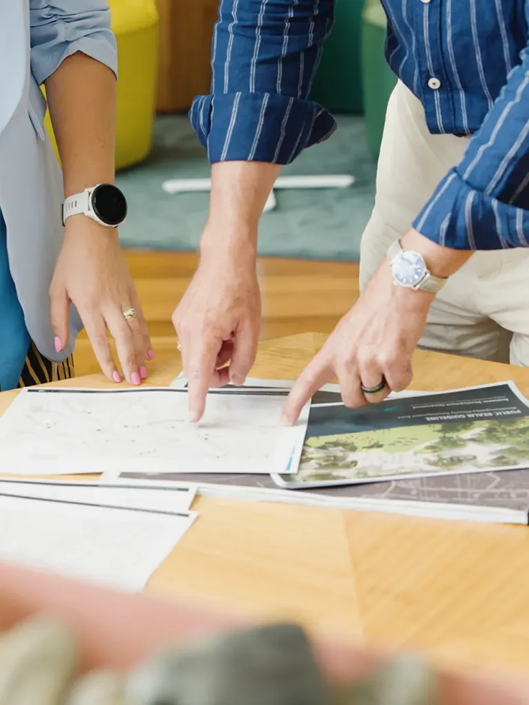 Hands interacting with documents
