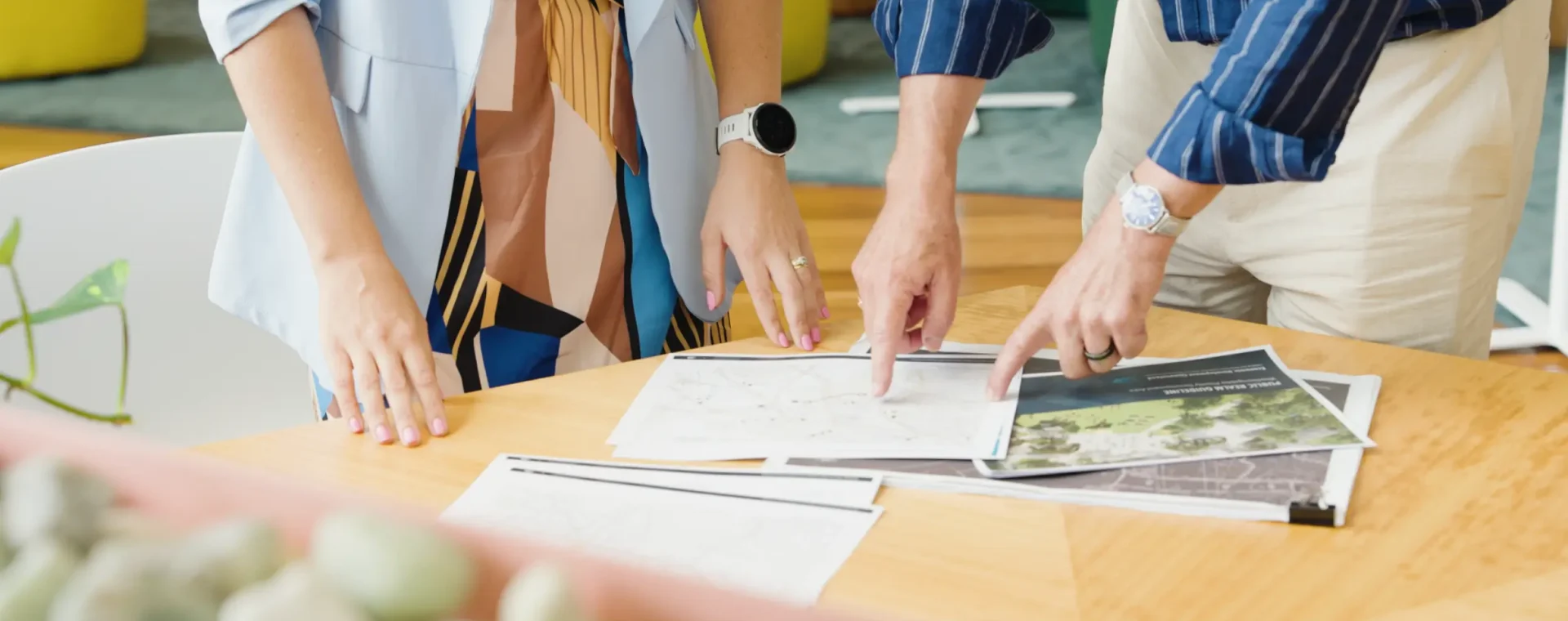 Hands interacting with documents