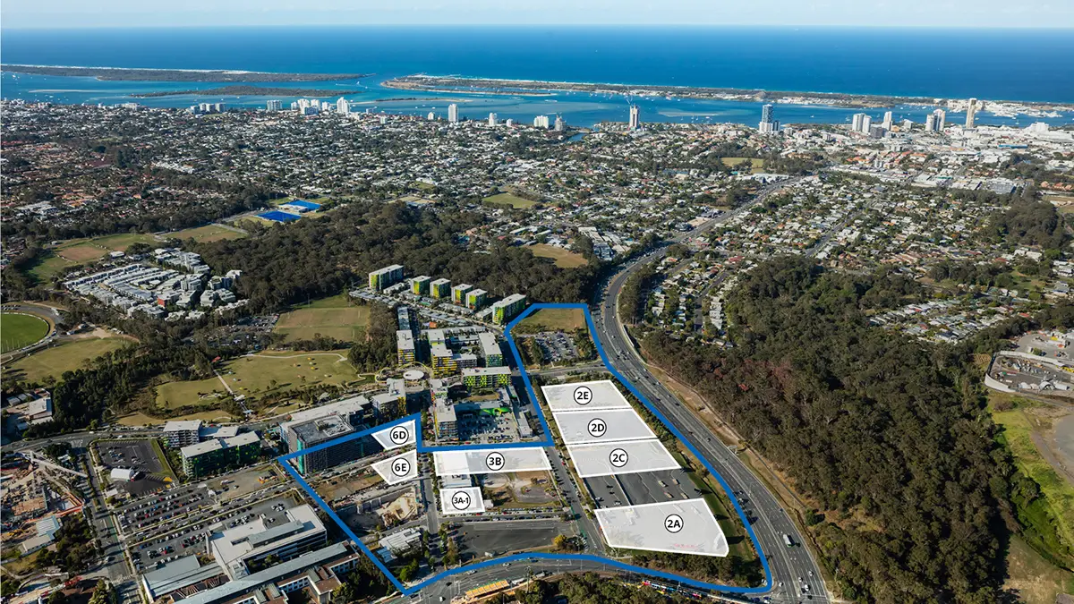 Aerial of the Lumina Gold Coast precinct