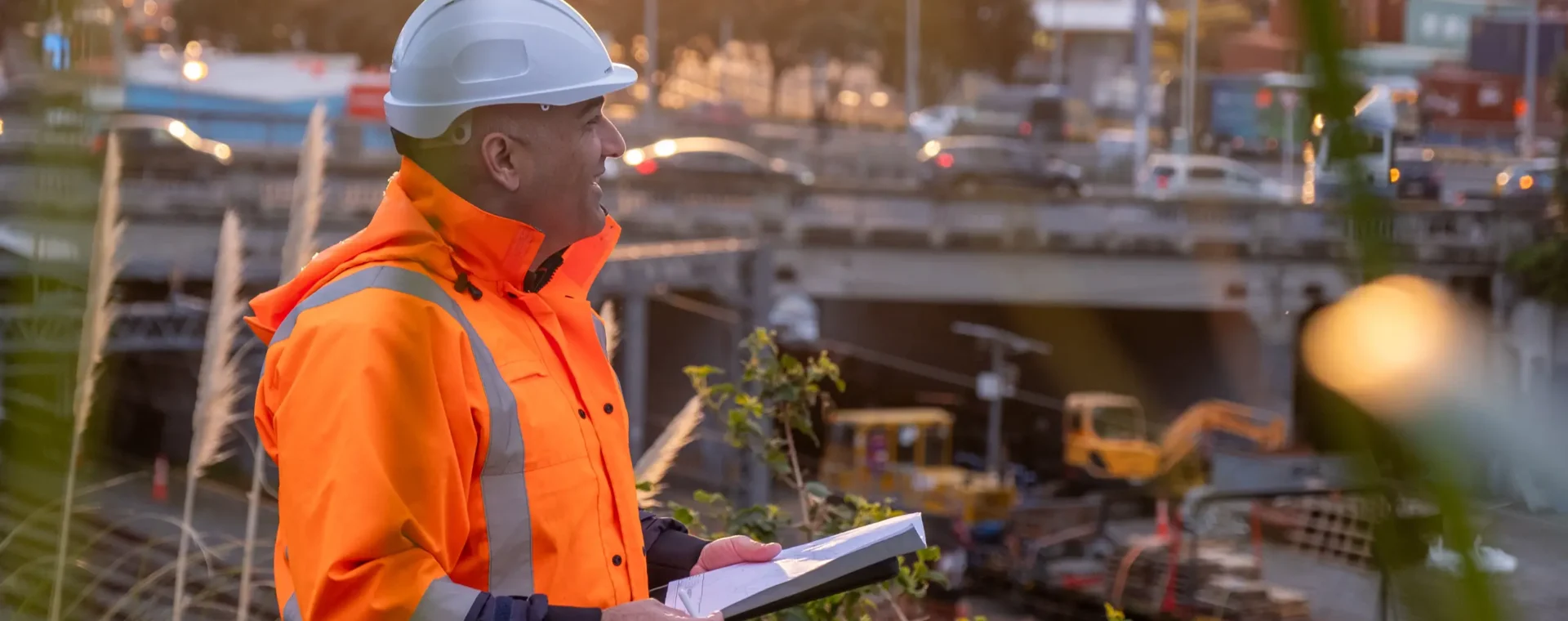 Individual in hi-vis on a construction site
