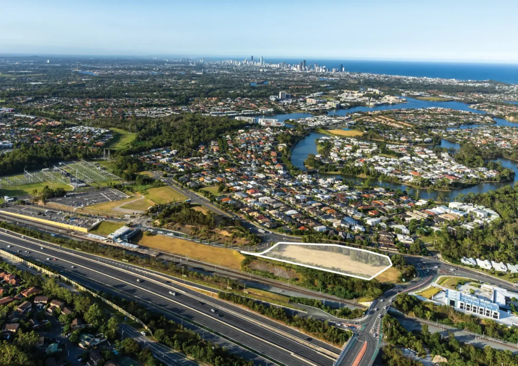 Aerial of Varsity Lakes with Boundary marked