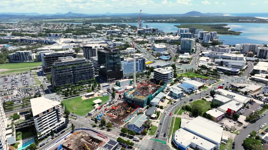 Maroochydore City Centre showing SOL by Walker residential apartments under construction