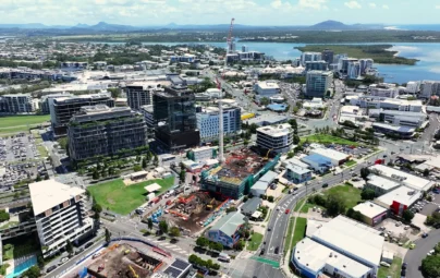 Maroochydore City Centre showing SOL by Walker residential apartments under construction