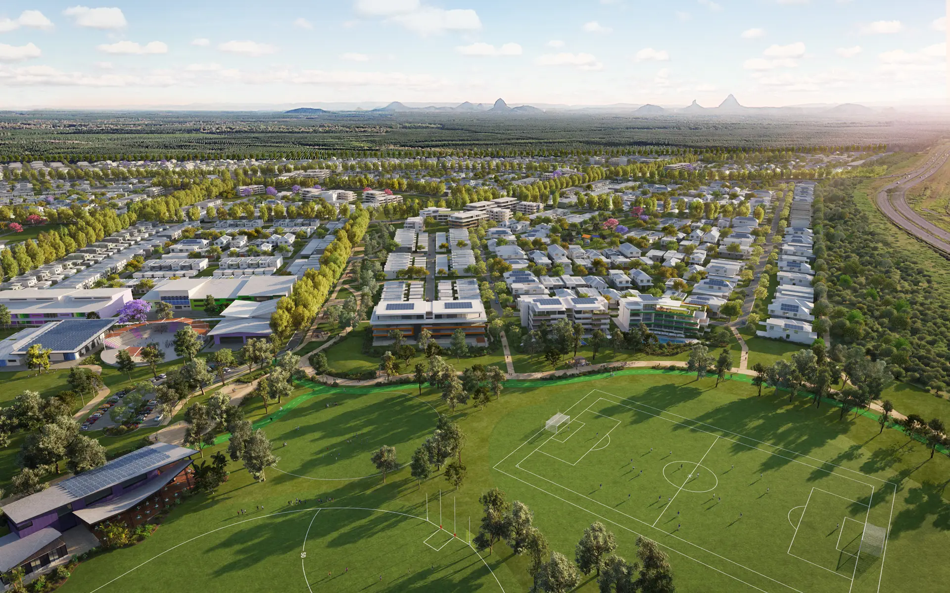 Halls Creek PDA aerial render of residential homes