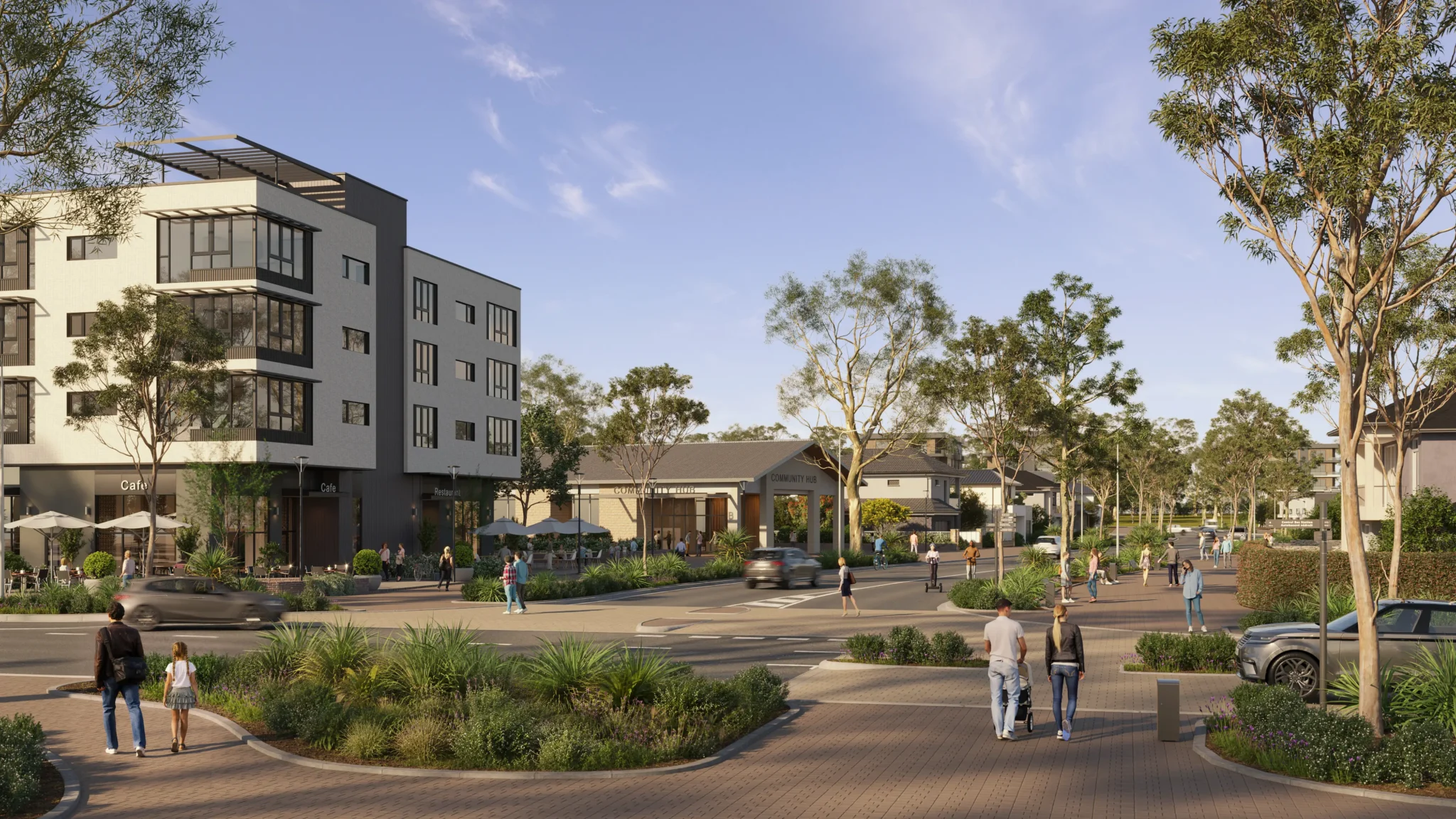 Streetscape render of the Southern Thornlands Priority Development Area