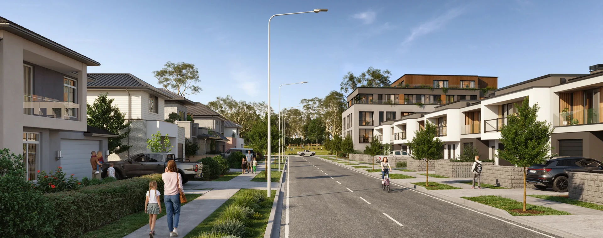 Streetscape render of the Southern Thornlands Priority Development Area