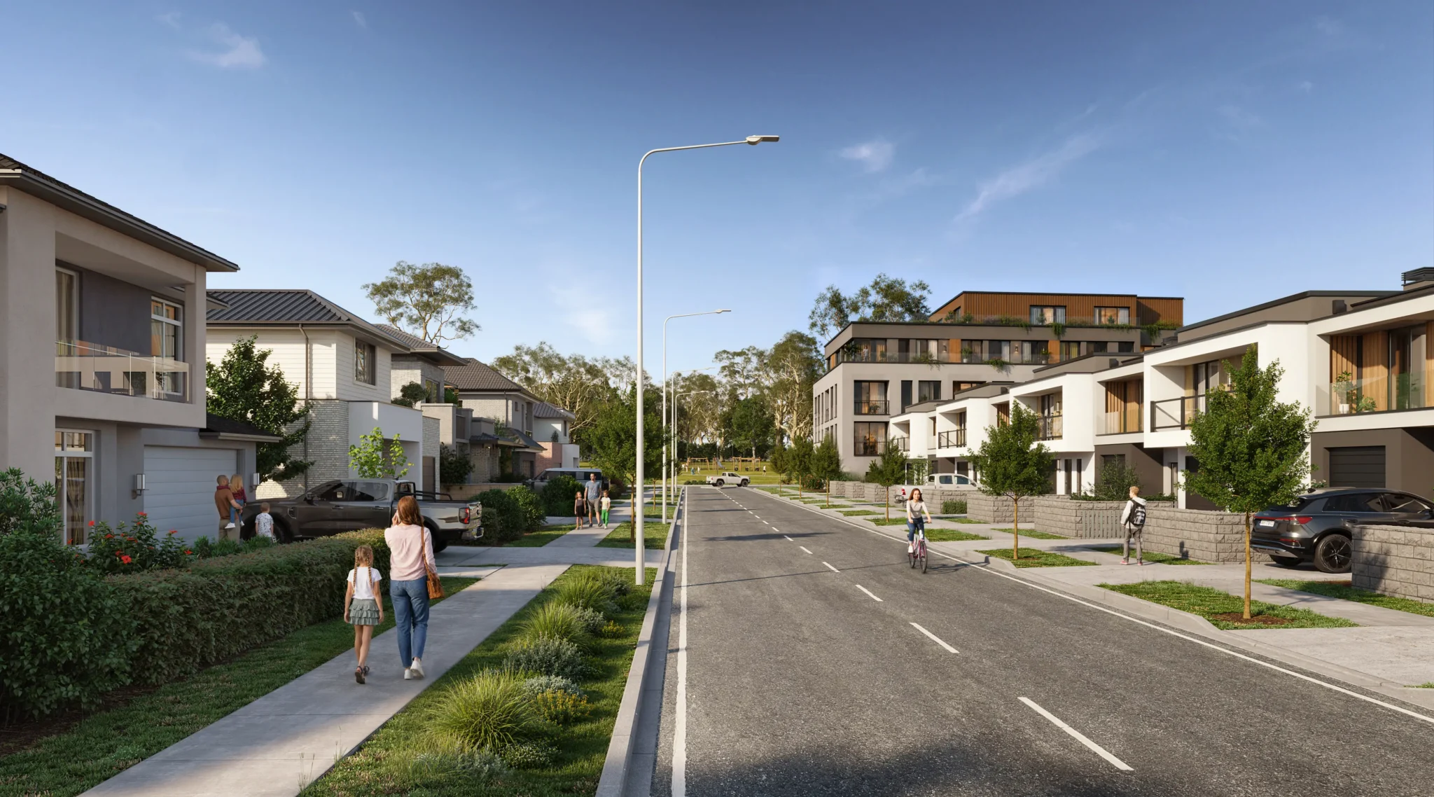 Streetscape render of the Southern Thornlands Priority Development Area